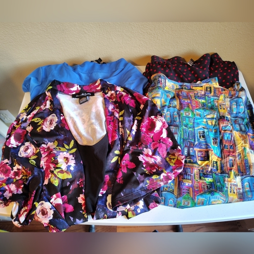 Wardrobe Refresh Lot Of 4 Women's Casual Career Tops XL-IMAN,  Elie McCarthy+
